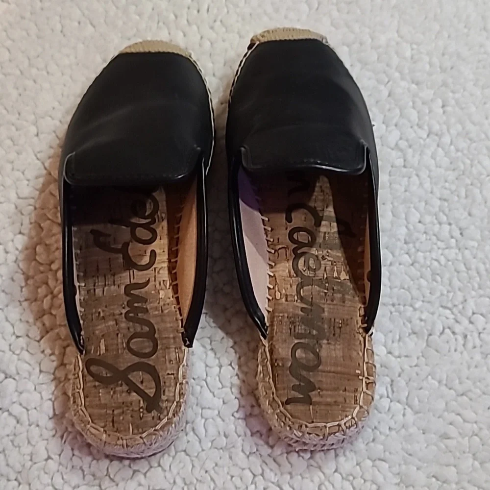 Sam Edelman Black Leather Espadrille Mules Size 8 - Picture 7 of 7